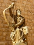 Statue of King David and a harp